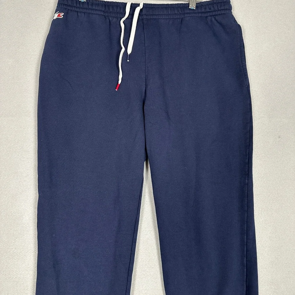 Lacoste Sport Pants Men XL Navy Blue Fleece Jogger Sweatpants Tricolor Croc Logo